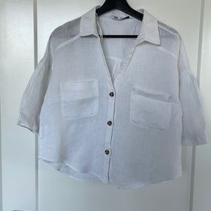 Zara- Short Sleeve Linen Shirt